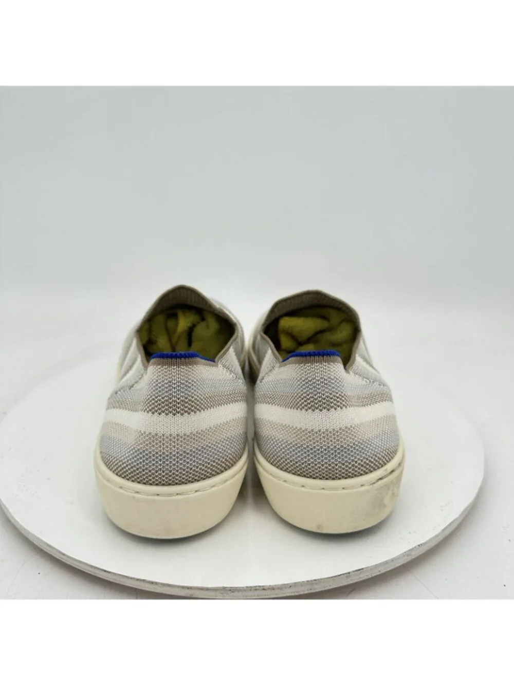 Rothys The Sneaker Slip On Women Size 12 White Grey Striple Casual Comfort Shoes - Picture 8 of 11